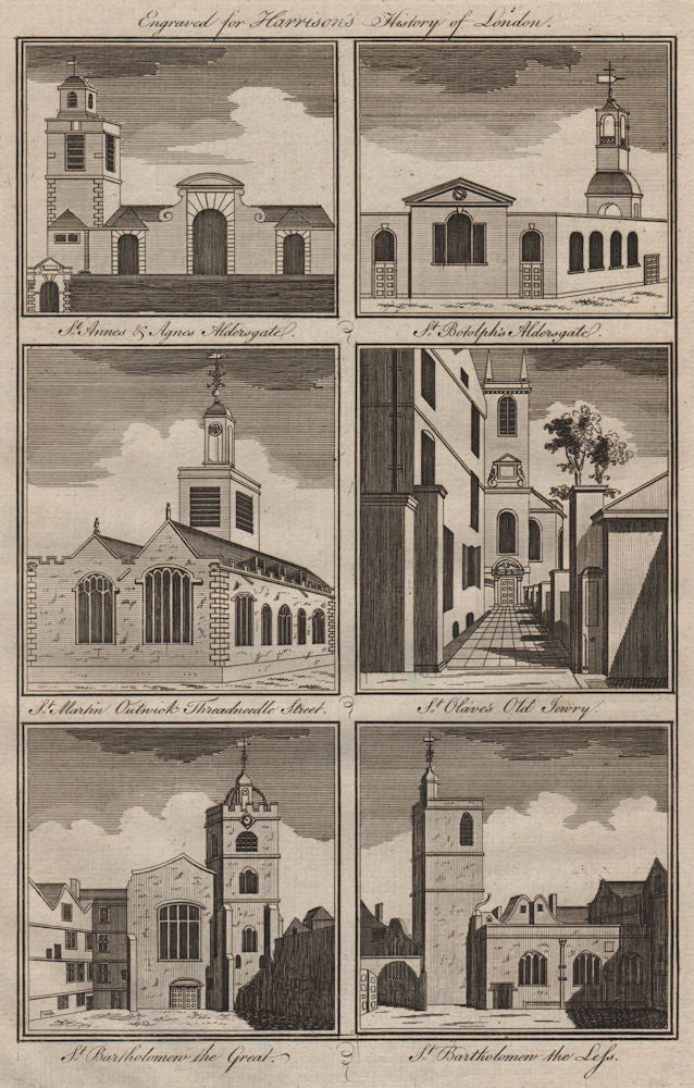 CITY CHURCHES St Anne/Agnes Botolph Martin Outwich Olave Jewry Bartholomew 1775